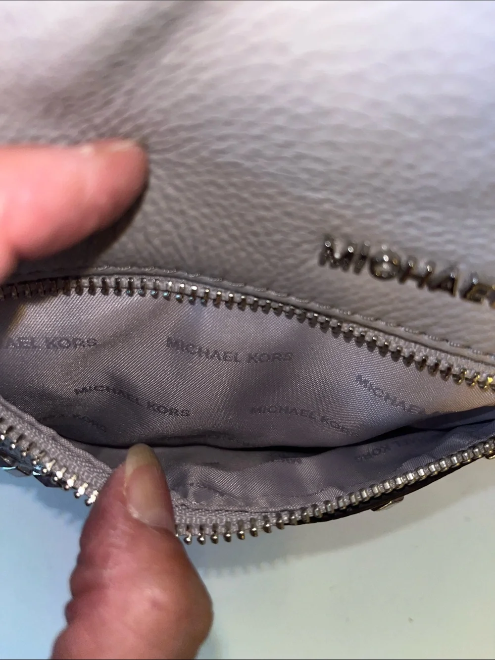 NWOT MICHAEL KORS REA STUDDED GRAY PEBBLED LEATHER BACKPACK